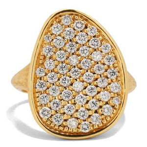 Marco Bicego Lunaria 18K Yellow Gold Diamond Pavé Cocktail Ring - Luce Jewelry