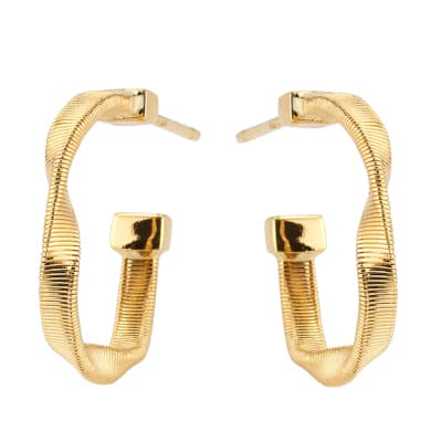 Marco Bicego Marrakech 18K Yellow Gold Twisted Huggie Hoops - Luce Jewelry