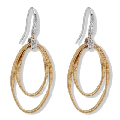 Marco Bicego Marrakech Onde 18K Yellow Gold And Diamond Concentric Hook Earrings - Luce Jewelry