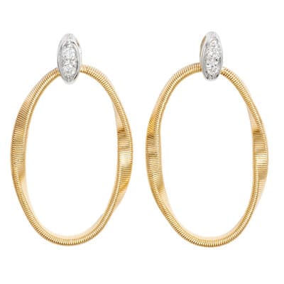 Marco Bicego Marrakech Onde 18K Yellow Gold and Diamond Link Stud - Luce Jewelry