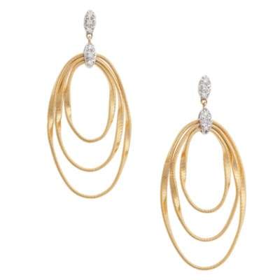 Marco Bicego Marrakech Onde 18K Yellow Gold & Diamond Triple-Coil Drop Hoop Earrings-image1