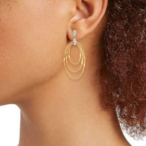 Marco Bicego Marrakech Onde 18K Yellow Gold & Diamond Triple-Coil Drop Hoop Earrings-image2