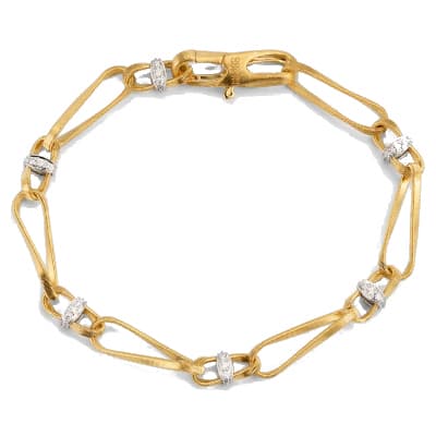 Marco Bicego Marrakech Onde 18K Yellow Gold Twisted Coil Link Bracelet With Diamonds - Luce Jewelry