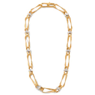 Marco Bicego Marrakech Onde 18K Yellow Gold Twisted Double Coil Link Necklace With Diamonds - Luce Jewelry