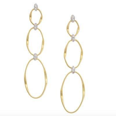 Marco Bicego Marrakech Onde Flat Link Triple Drop Earrings Diamond - Luce Jewelry