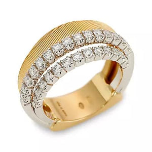 Marco Bicego Masai 18K Yellow Gold 4-Strand Coil Ring With Diamond 2 Pavé Bands - Luce Jewelry