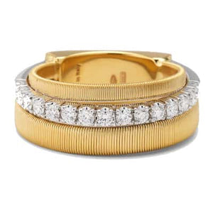 Marco Bicego Masai 18K Yellow Gold 4-Strand Coil Ring With Diamond Pavé Band - Luce Jewelry