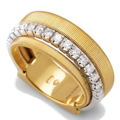 Marco Bicego Masai 18K Yellow Gold 4-Strand Coil Ring With Diamond Pavé Band - Luce Jewelry