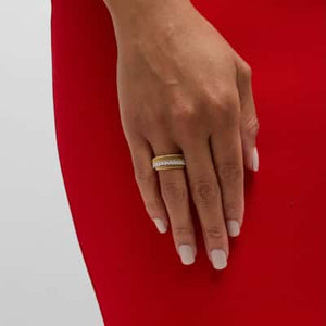 Marco Bicego Masai 18K Yellow Gold 4-Strand Coil Ring With Diamond Pavé Band - Luce Jewelry