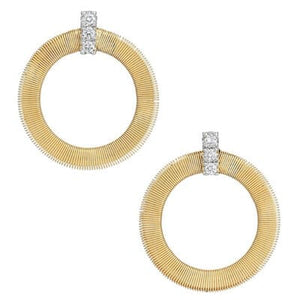 Marco Bicego Masai 18K Yellow Gold and Diamond Front Facing Hoops - Luce Jewelry