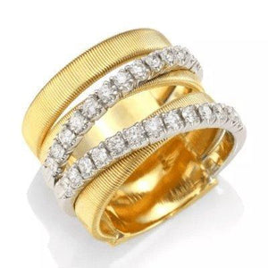 Marco Bicego Masai Five Row Crossover Ring Diamond Yellow Gold - Luce Jewelry