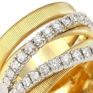 Marco Bicego Masai Five Row Crossover Ring Diamond Yellow Gold - Luce Jewelry