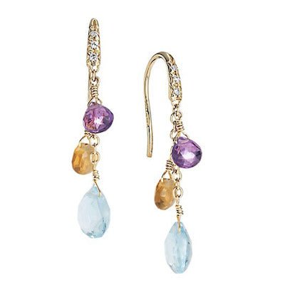 Marco Bicego Paradise Mixed Stones Drop Earrings Short - Luce Jewelry