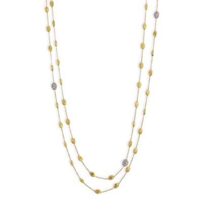 Marco Bicego Siviglia 18K Yellow Gold and Diamond Small Bead Long Necklace - Luce Jewelry