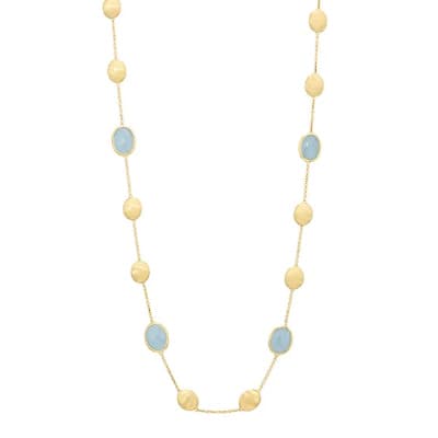 Marco Bicego Siviglia 18K Yellow Gold Aquamarine Long Necklace - Luce Jewelry