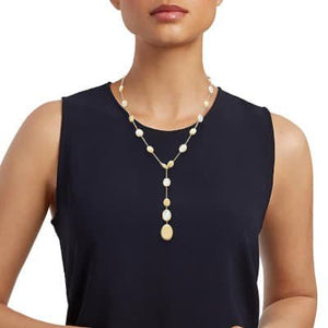 Marco Bicego Siviglia Lariat Necklace Mother-Of-Pearl Diamond Clasp - Luce Jewelry