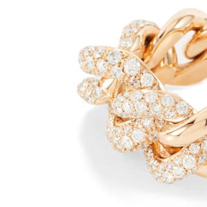 Pomellato Catene Gourmette Link Rose Gold Ring With Diamonds - Luce Jewelry