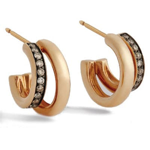 Pomellato Together Twin-Hoop Earrings Rose Gold Brown Diamond - Luce Jewelry