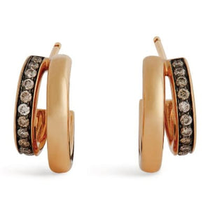 Pomellato Together Twin-Hoop Earrings Rose Gold Brown Diamond - Luce Jewelry
