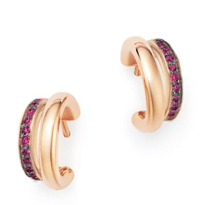 Pomellato Together Twin-Hoop Earrings Rose Gold Ruby - Luce Jewelry