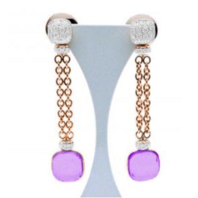 Pomellato Nudo Chain Earrings Amethyst Diamond - Luce Jewelry