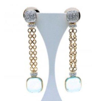 Pomellato Nudo Chain Earrings Sky Blue Topaz Diamond - Luce Jewelry