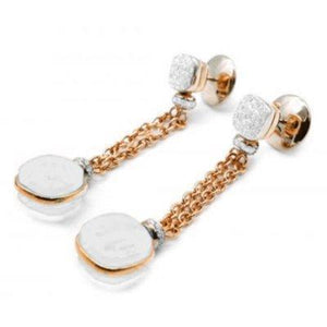 Pomellato Nudo Chain Earrings White Topaz Mother-Of-Pearl Diamond - Luce Jewelry