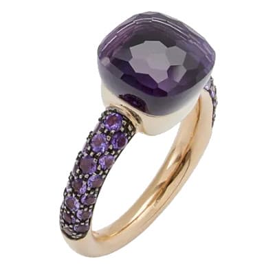 Pomellato Nudo Classic Ring Amethyst & Jade With Amethysts Pave - Luce Jewelry