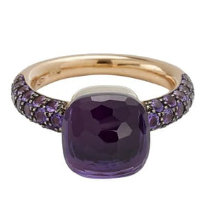 Pomellato Nudo Classic Ring Amethyst & Jade With Amethysts Pave - Luce Jewelry