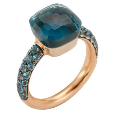 Pomellato Nudo Classic Ring London Blue Topaz & Lapis with Blue Sapphires Pave - Luce Jewelry