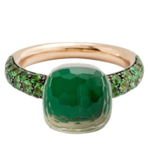 Pomellato Nudo Classic Ring London Prasiolite & Malachite With Tsavorites Pave - Luce Jewelry