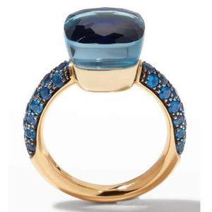 Pomellato Nudo Deep Blue Classic Ring London Blue Topaz & Lapis Diffused Topaz - Luce Jewelry