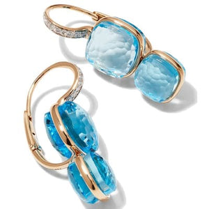 Pomellato Nudo Double-Drop Earrings Sky Blue Topaz Diamond - Luce Jewelry