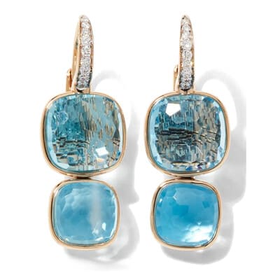 Pomellato Nudo Double-Drop Earrings Sky Blue Topaz Diamond - Luce Jewelry