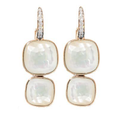 Pomellato Nudo Double Stones Drop Earrings White Topaz & Mother-Of-Pearl Diamond - Luce Jewelry