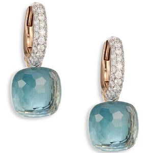 Pomellato Nudo Earrings Blue Topaz Diamond - Luce Jewelry