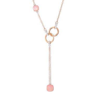 Pomellato Nudo Lariat Necklace Rose Quartz Brown Diamond - Luce Jewelry