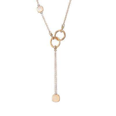 Pomellato Nudo Lariat Necklace White Topaz Mother-Of-Pearl Diamond - Luce Jewelry