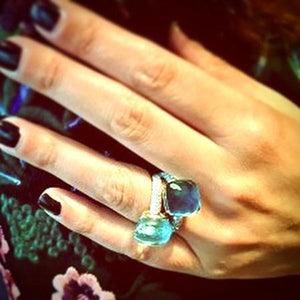 Pomellato Nudo Maxi Ring Blue Topaz Diamond - Luce Jewelry