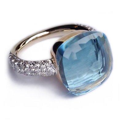 Pomellato Nudo Maxi Ring Blue Topaz Diamond - Luce Jewelry