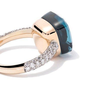 Pomellato Nudo Maxi Ring London Blue Topaz Diamond - Luce Jewelry