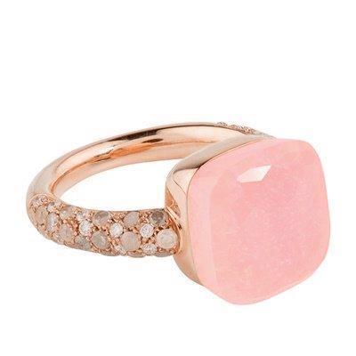 Pomellato Nudo Maxi Ring Rose Quartz Brown Diamond - Luce Jewelry