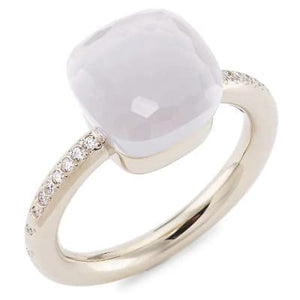 Pomellato Nudo Milky Classic Ring Milky Quartz Diamond - Luce Jewelry