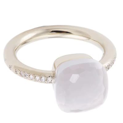 Pomellato Nudo Milky Classic Ring Milky Quartz Diamond - Luce Jewelry