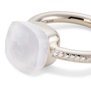 Pomellato Nudo Milky Classic Ring Milky Quartz Diamond - Luce Jewelry