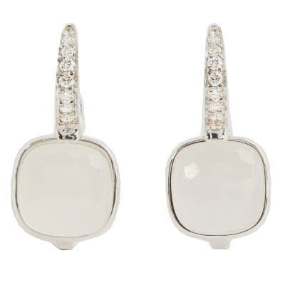 Pomellato Nudo Milky Drop Earrings Milky Quartz Diamond - Luce Jewelry