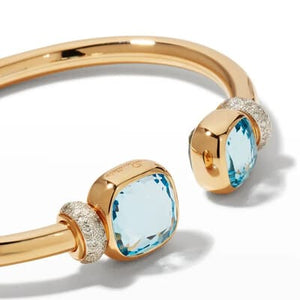 Pomellato Nudo Open Bangle Sky Blue Topaz Diamonds - Luce Jewelry