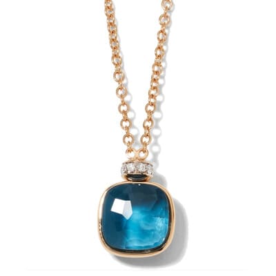 Pomellato Nudo Pendant London Blue Topaz Diamond 42cm - Luce Jewelry