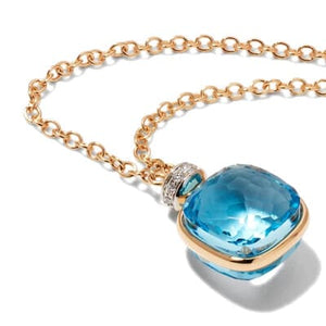 Pomellato Nudo Pendant Sky Blue Topaz Diamond 42cm - Luce Jewelry