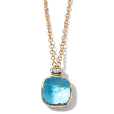 Pomellato Nudo Pendant Sky Blue Topaz Diamond 42cm - Luce Jewelry